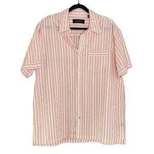 Jeffrey Campbell Cream Striped 100% Cotton Button Up XL